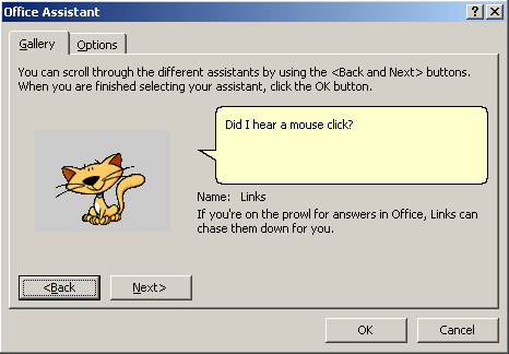 links the cat, a microsoft office assistant character